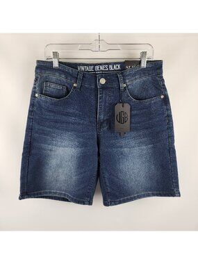 Vintage Genes Black Shorts Mens 30W Blue Slim Fit (30x8) NWT